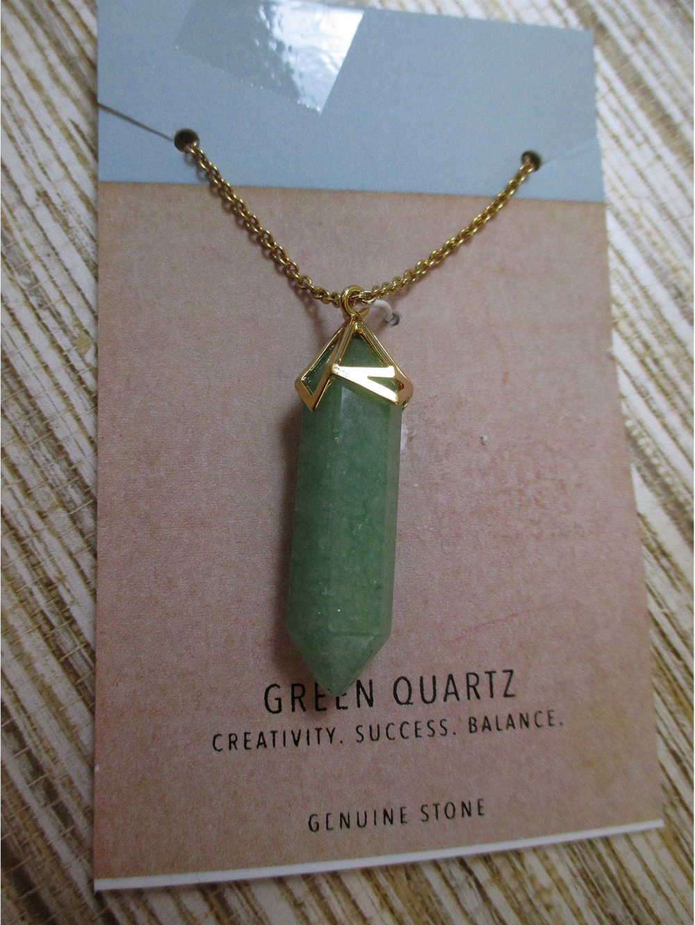 18K yellow Gold Plated chakra Necklace GREEN QUARTZ creativity success $80